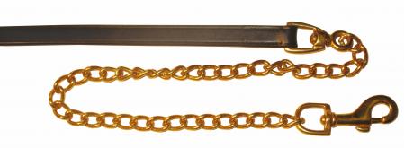 lead rein leather brass chain